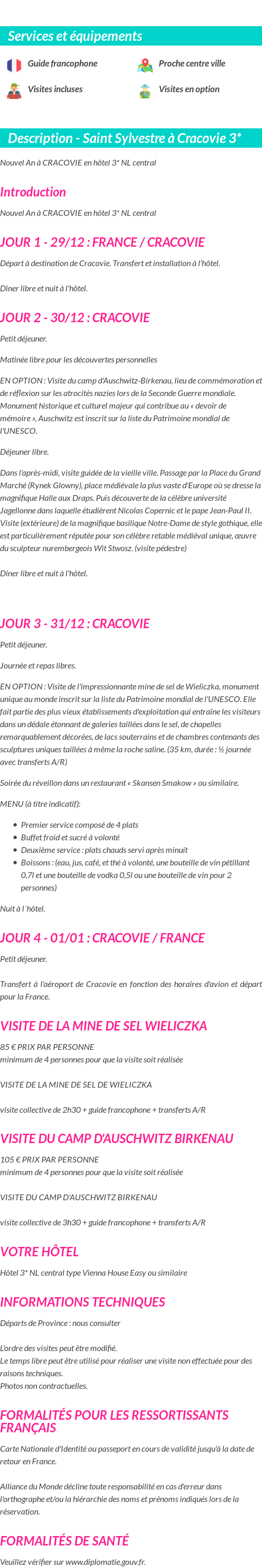 Détails du séjour
