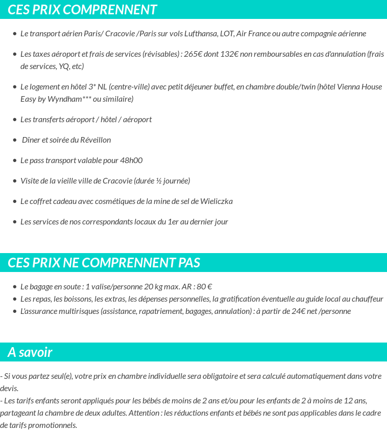 Conditions tarifaires