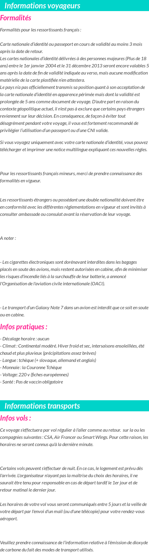 Formalités et infos voyageurs