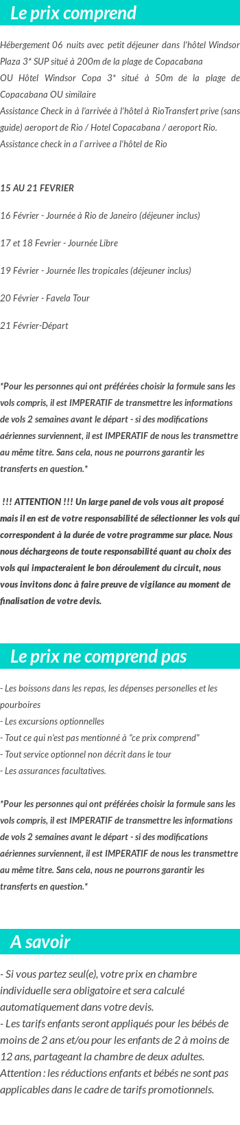 Conditions tarifaires