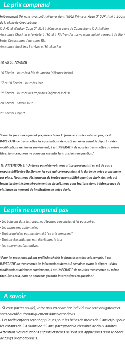 Conditions tarifaires