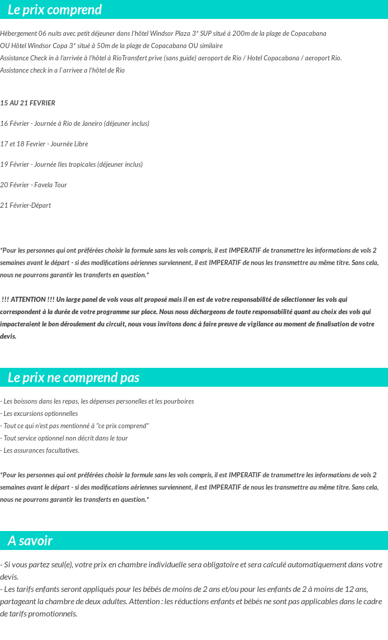 Conditions tarifaires