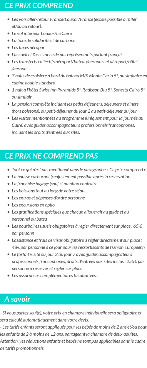 Conditions tarifaires