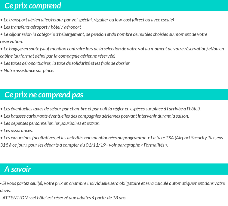Conditions tarifaires