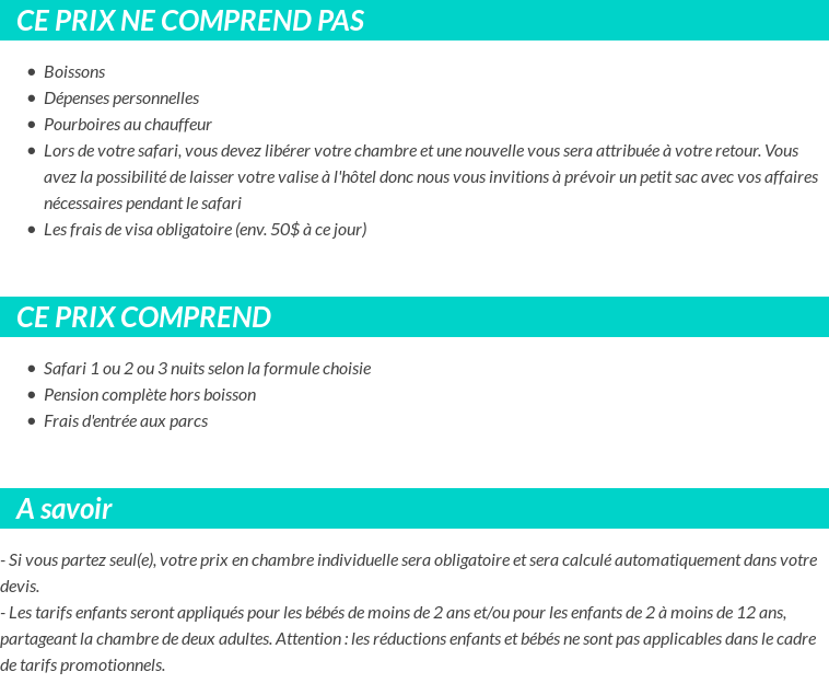 Conditions tarifaires