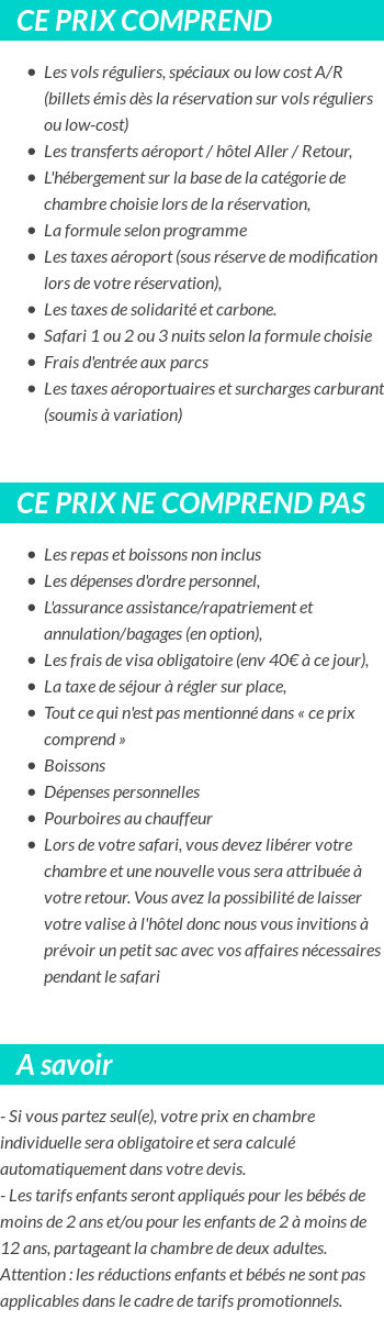 Conditions tarifaires