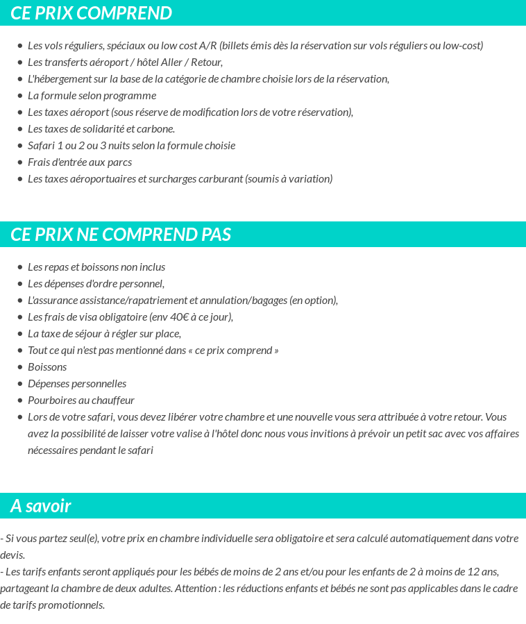 Conditions tarifaires