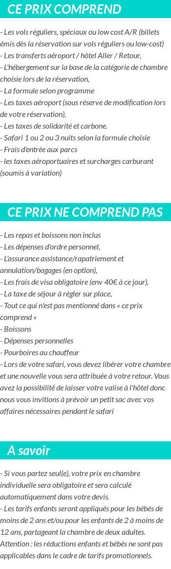 Conditions tarifaires