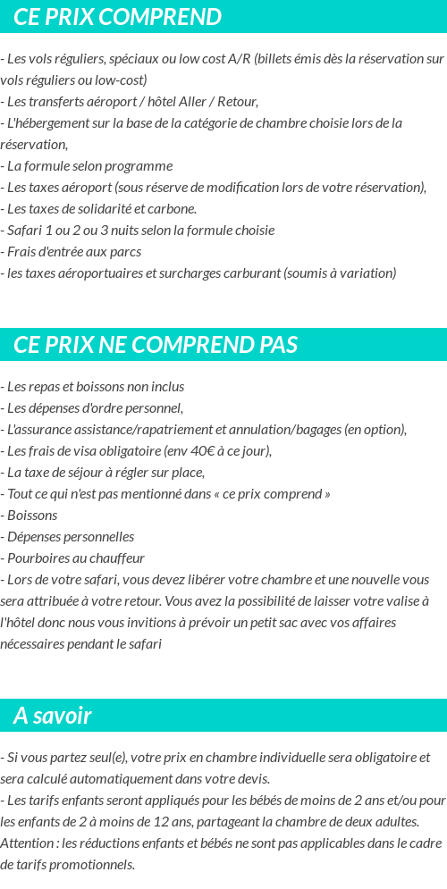 Conditions tarifaires