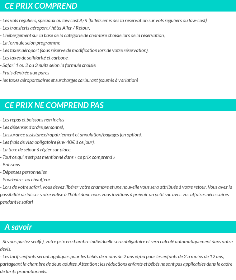 Conditions tarifaires