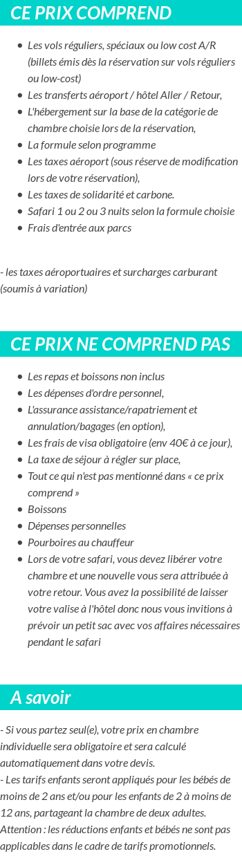 Conditions tarifaires