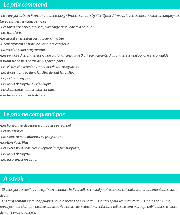 Conditions tarifaires