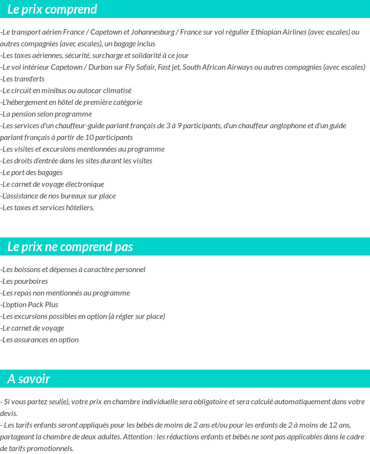 Conditions tarifaires