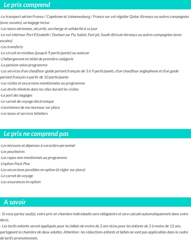 Conditions tarifaires