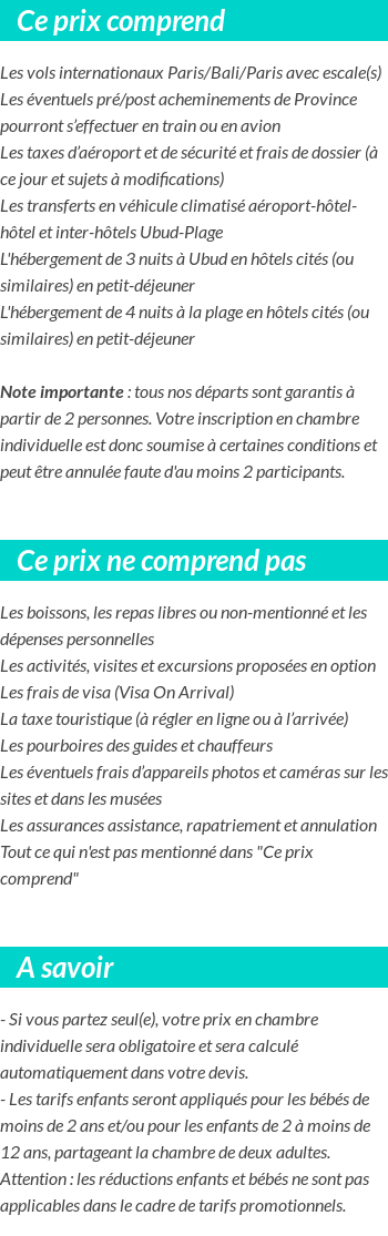 Conditions tarifaires