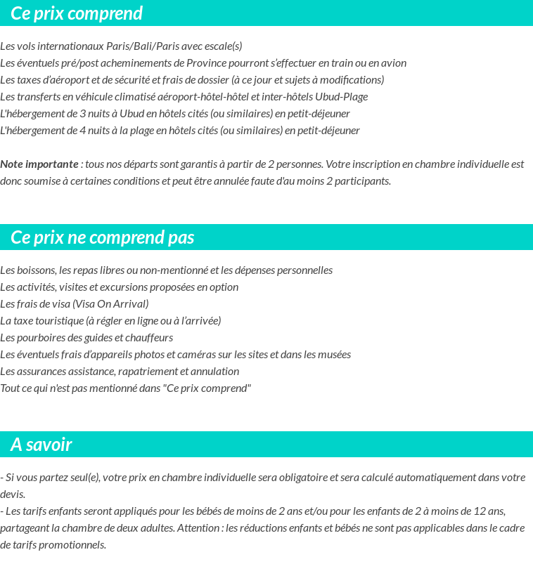 Conditions tarifaires