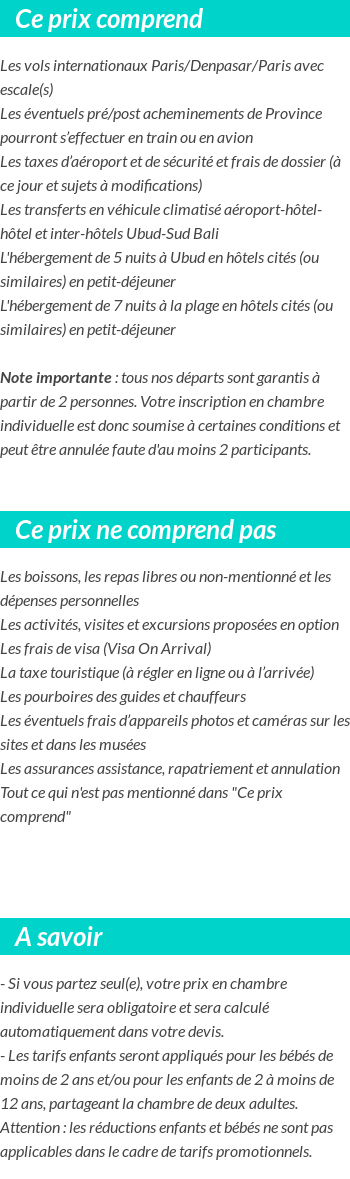 Conditions tarifaires