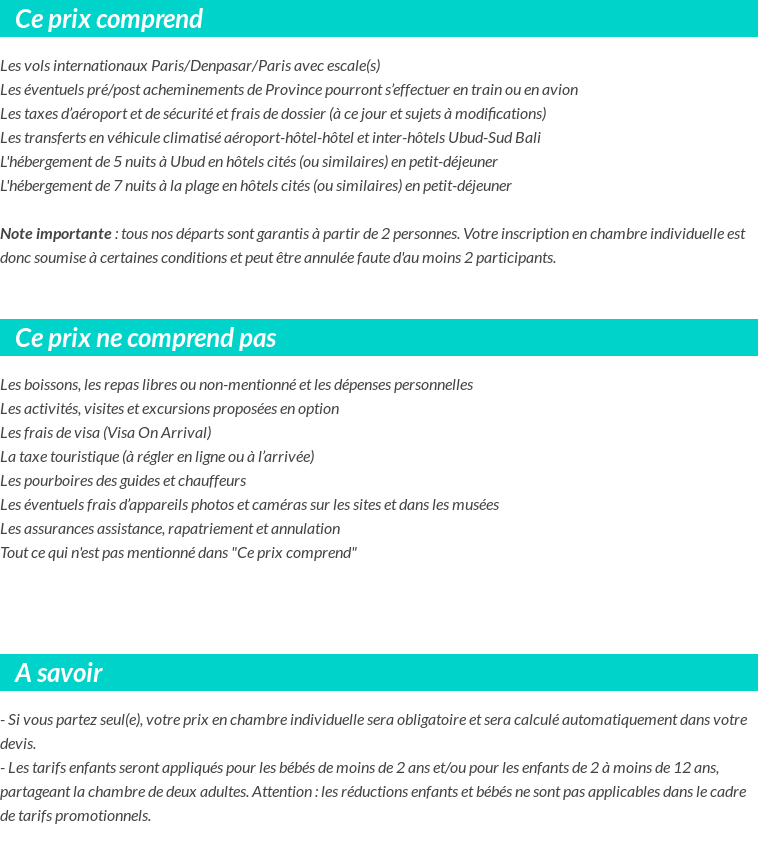 Conditions tarifaires