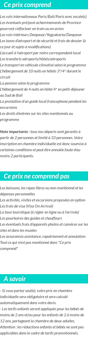 Conditions tarifaires