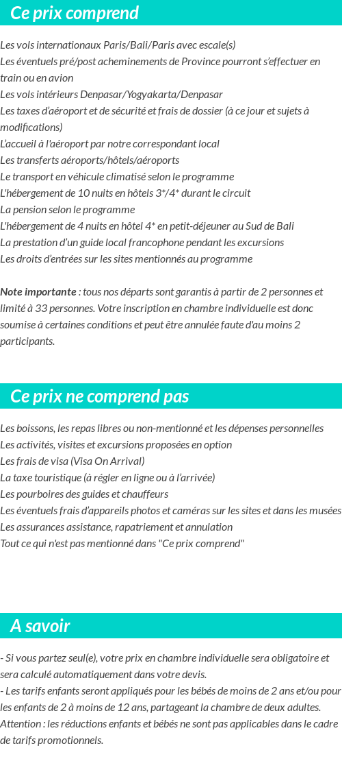 Conditions tarifaires
