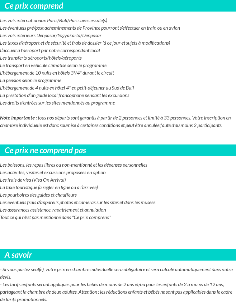 Conditions tarifaires