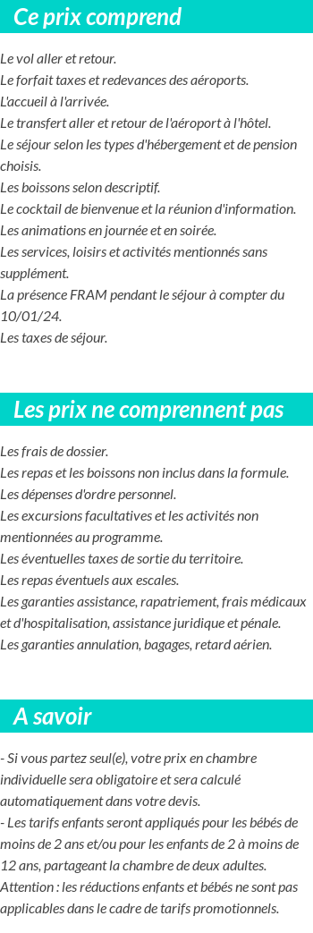 Conditions tarifaires
