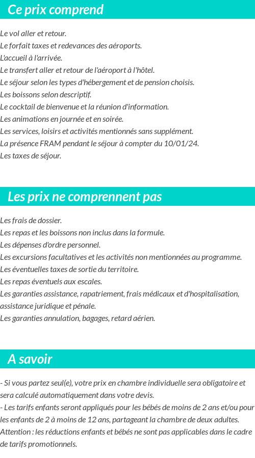 Conditions tarifaires