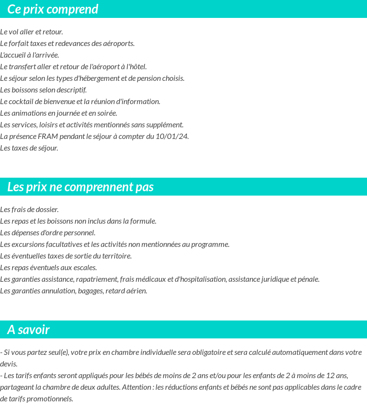 Conditions tarifaires