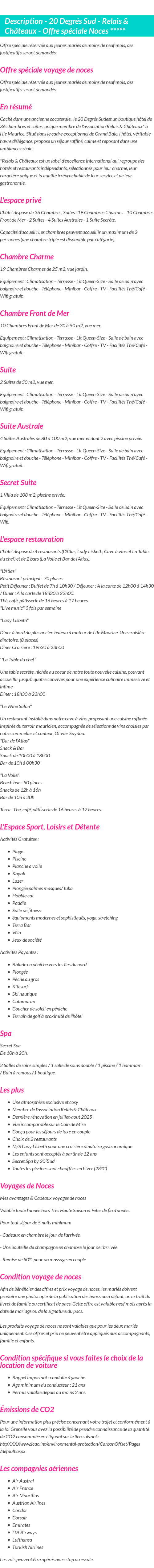 Détails du séjour