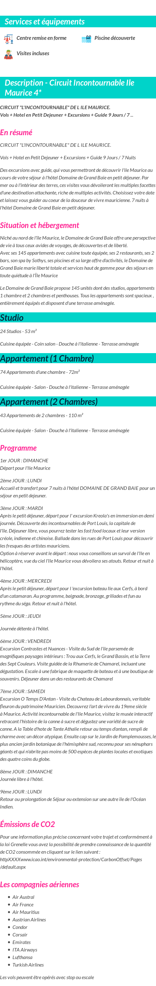Détails du séjour