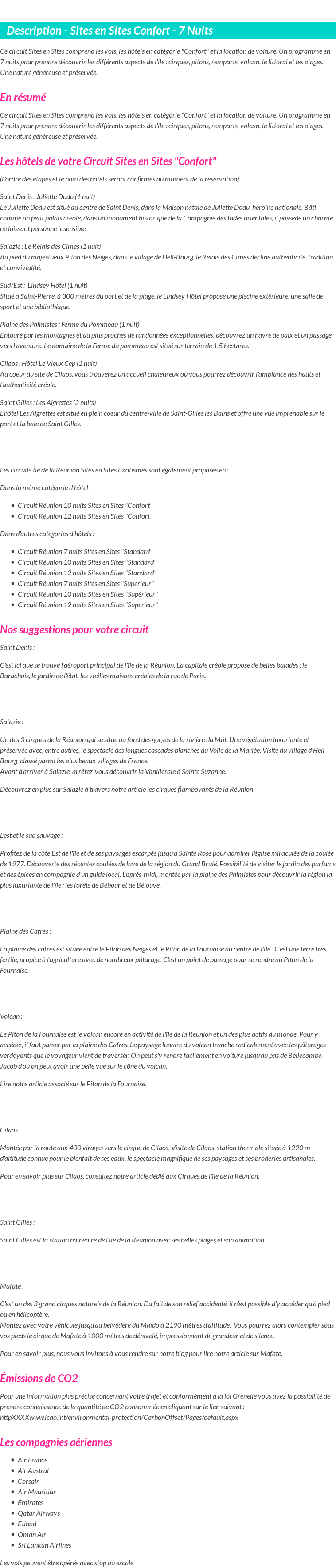 Détails du séjour