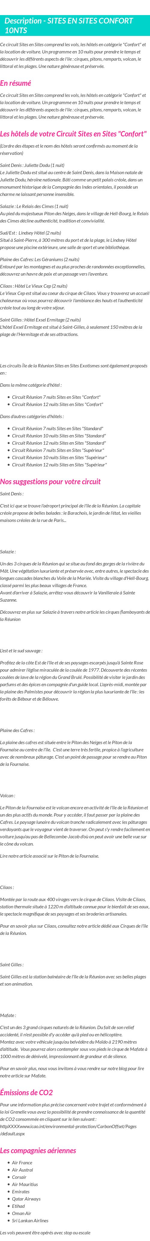Détails du séjour