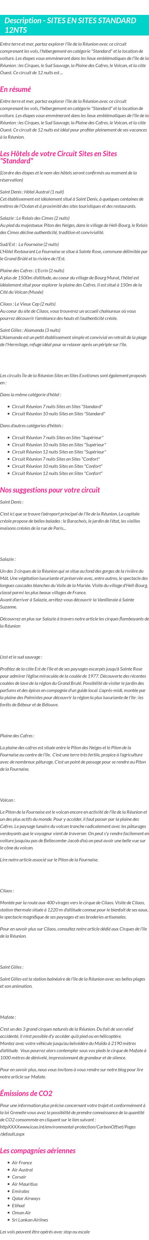 Détails du séjour