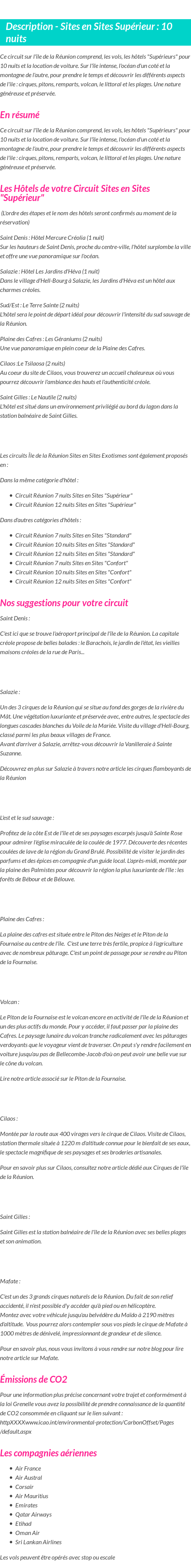 Détails du séjour