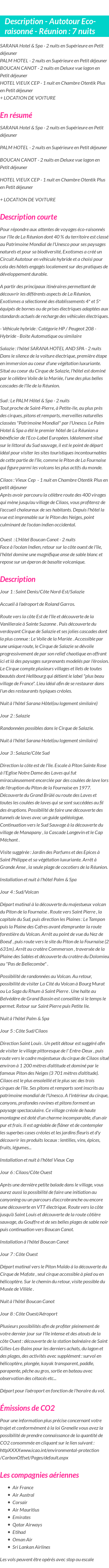 Détails du séjour