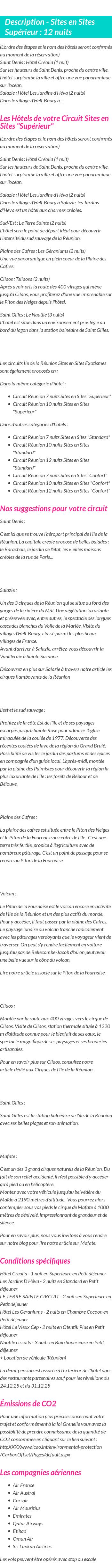 Détails du séjour