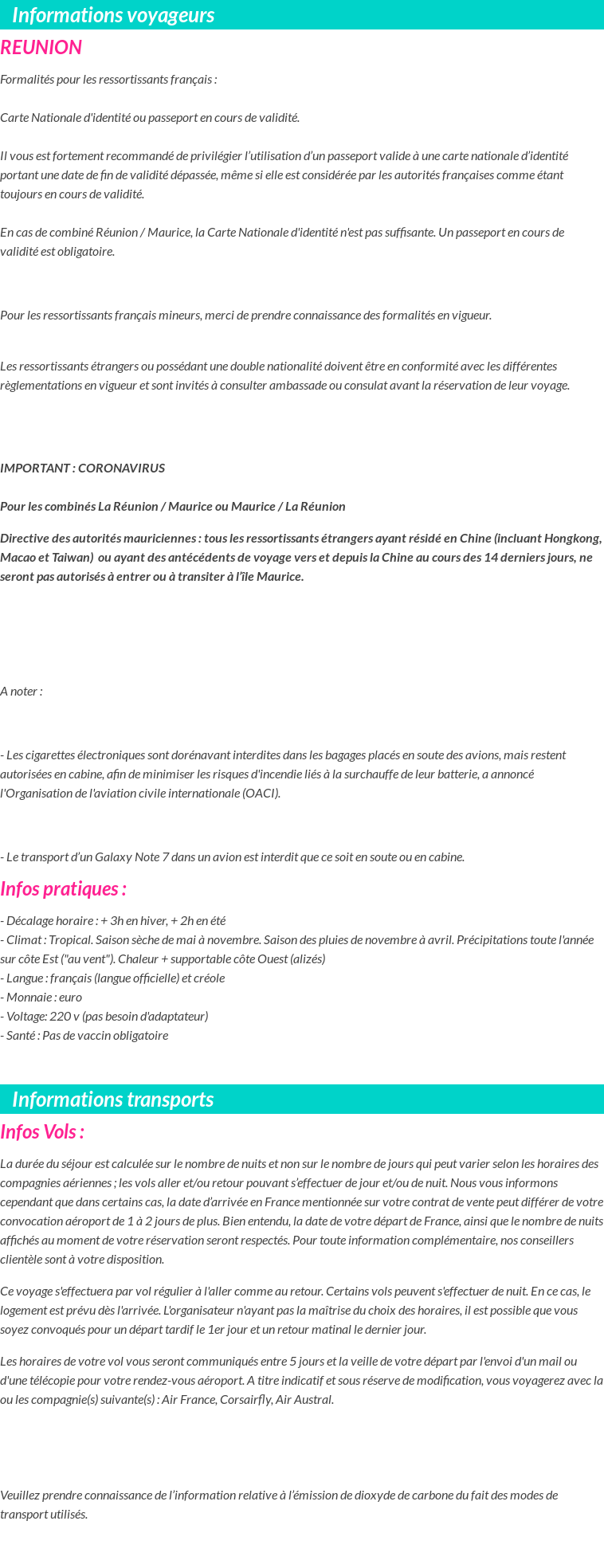 Formalités et infos voyageurs