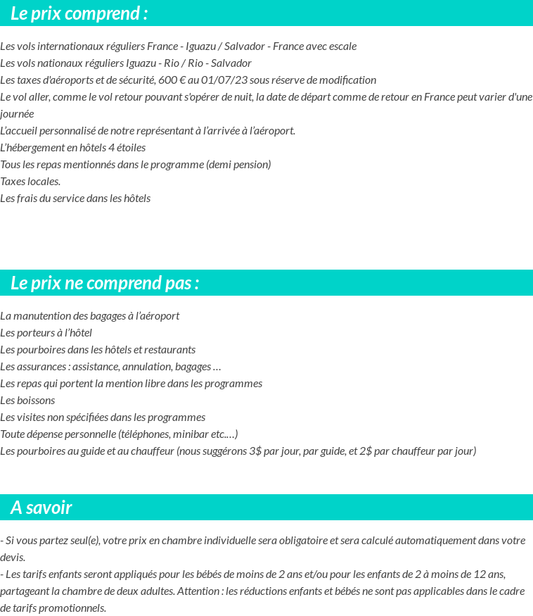 Conditions tarifaires