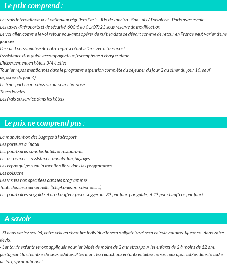 Conditions tarifaires