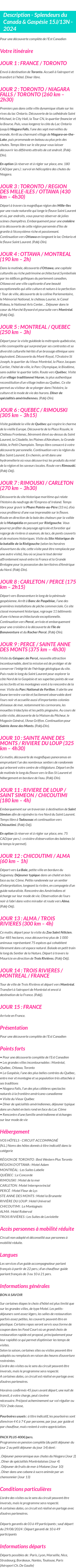 Détails du séjour