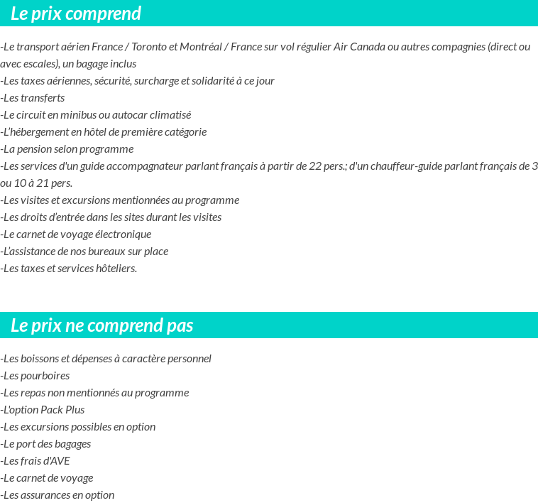 Conditions tarifaires