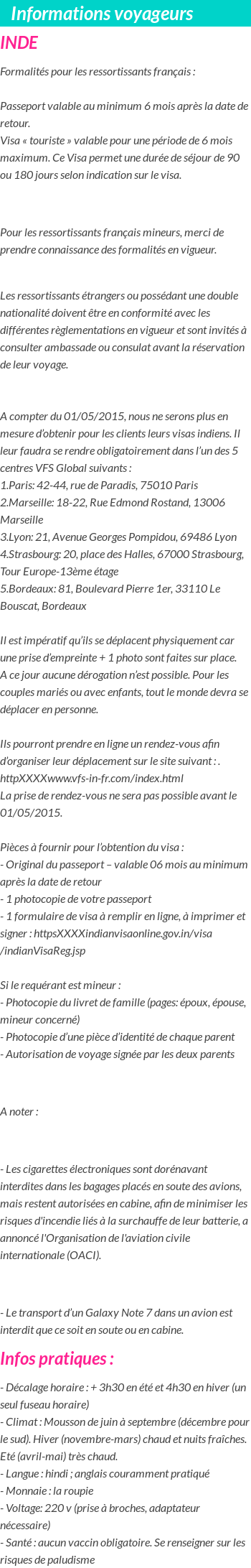 Formalités et infos voyageurs