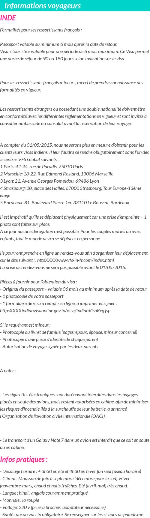 Formalités et infos voyageurs
