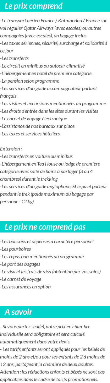 Conditions tarifaires