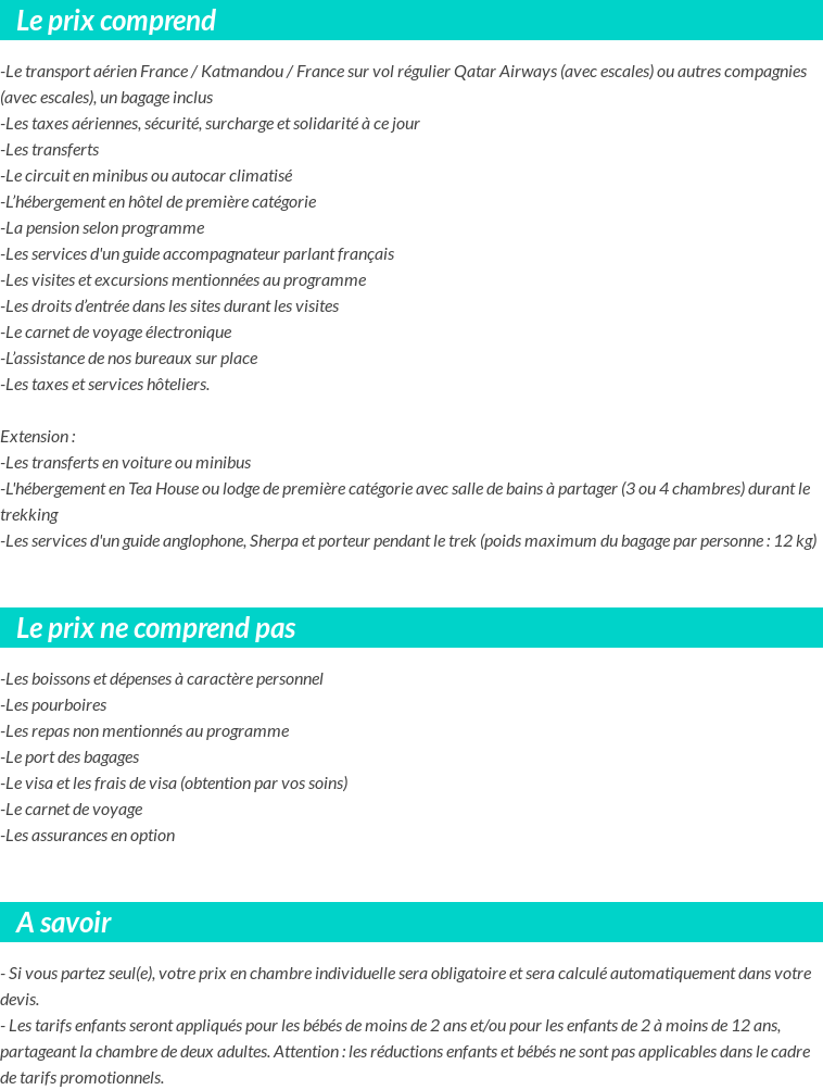 Conditions tarifaires