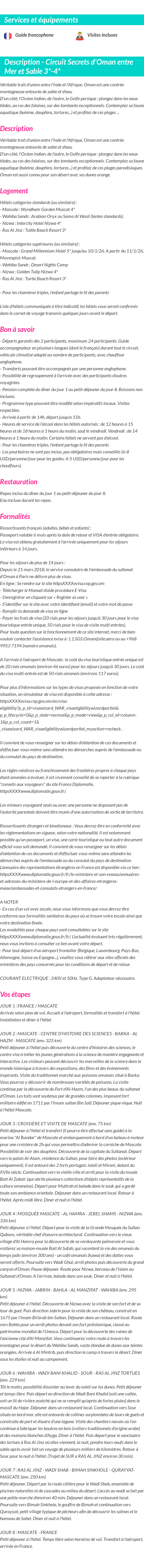 Détails du séjour