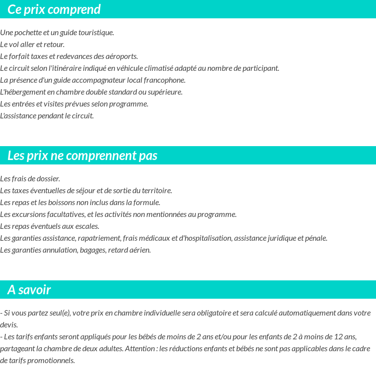 Conditions tarifaires