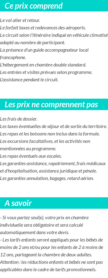 Conditions tarifaires