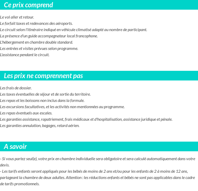 Conditions tarifaires