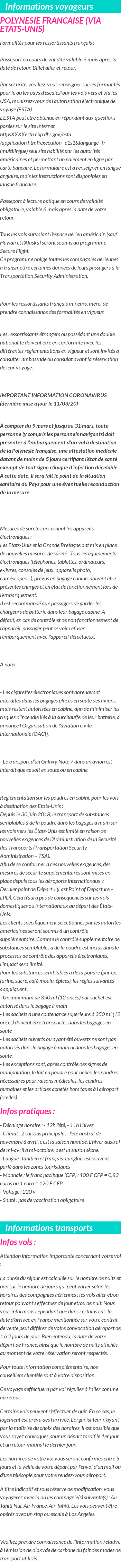 Formalités et infos voyageurs